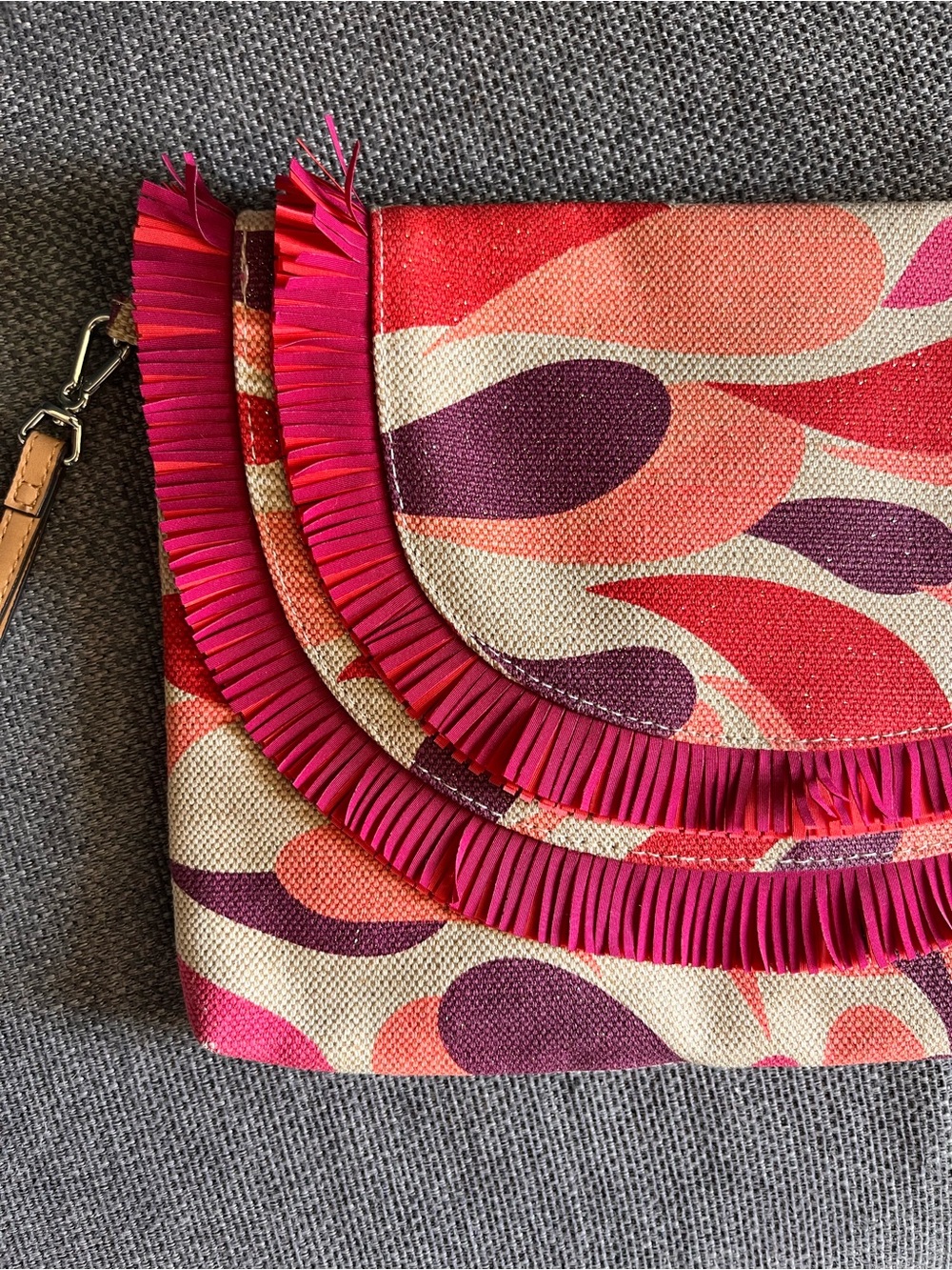 Vera Bradley Pink Multi-Color Fringe Wristlet Clutch